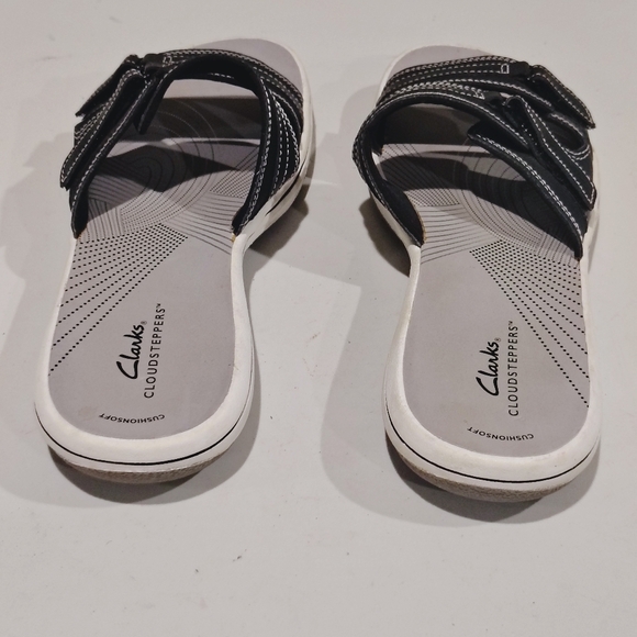 Clarks Cloudstepper Breeze Black and White Slide Sandals Size 11M - Picture 8 of 13